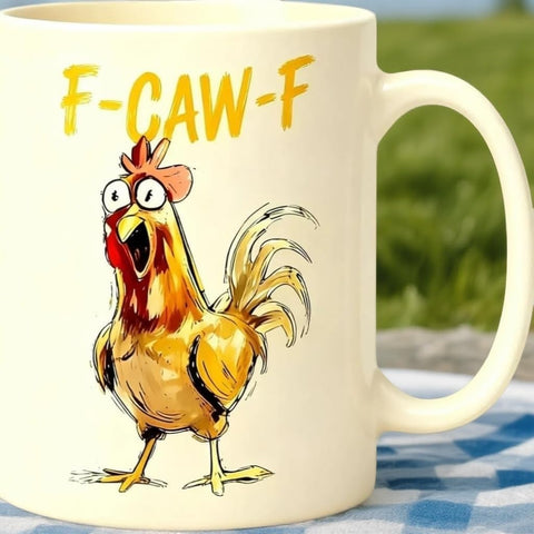 Taza Generic Caw-F con gallo en vista lateral, perfecto para regalos divertidos.