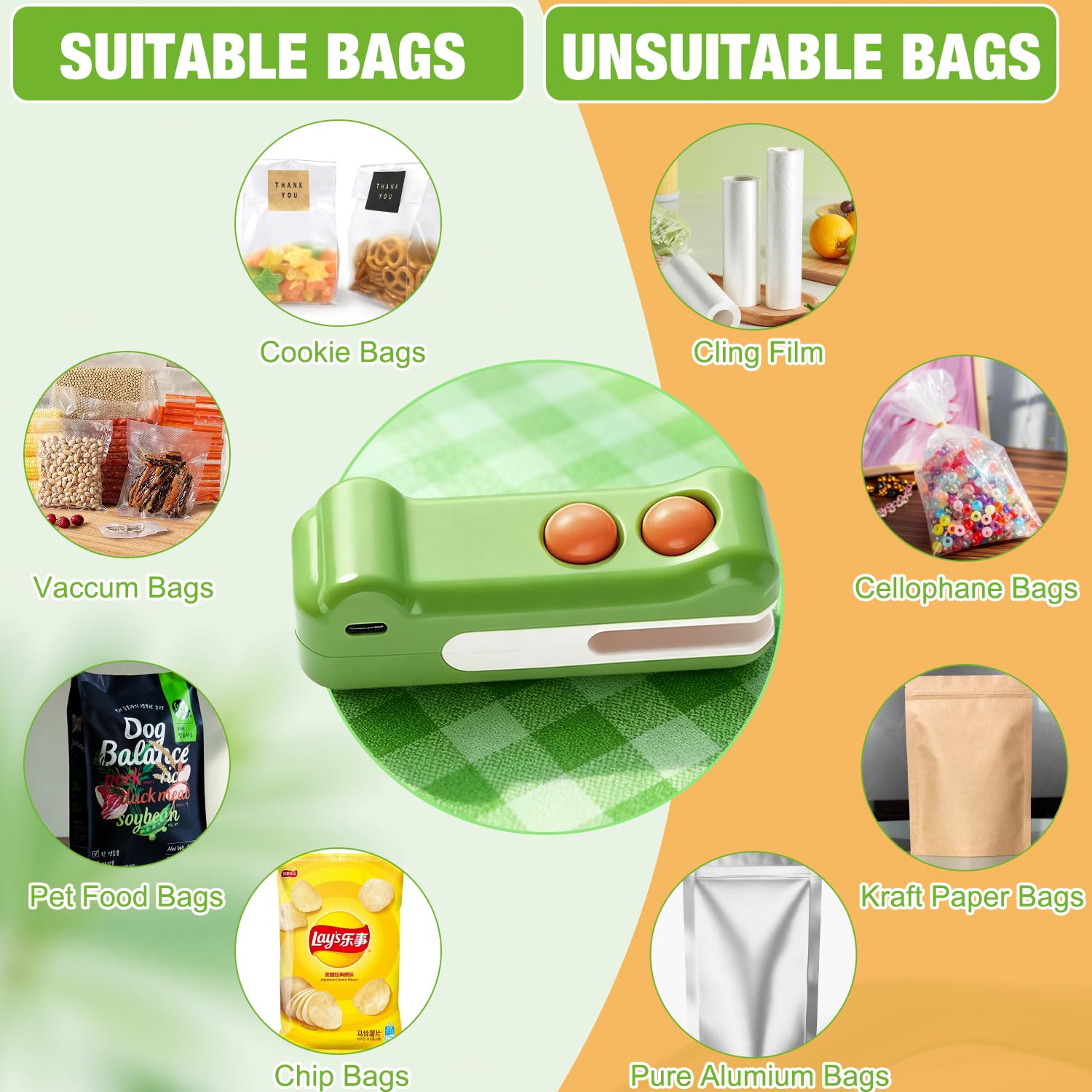 Generic uso portátil para viajes, sellado rápido de bolsas en campamento.