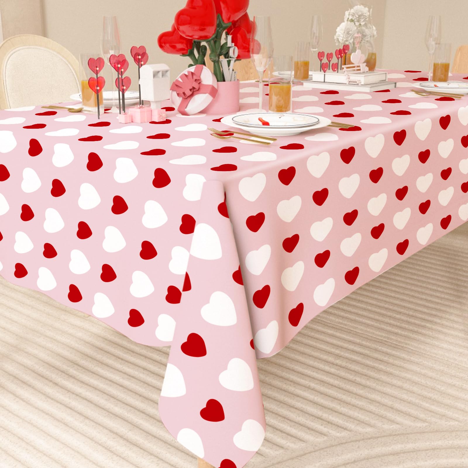 Mantel Genérico Día de San Valentín con fondo rosado suave para ambiente cálido