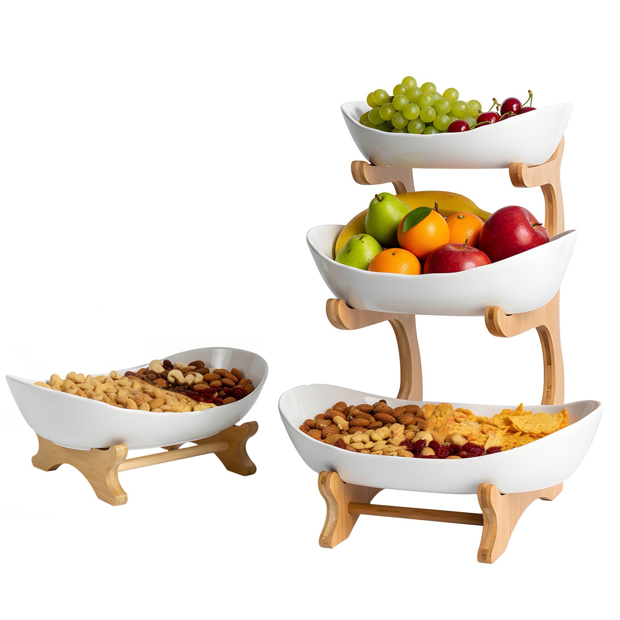 ArvalG triple nivel-fruta en mostrador para organización diaria.