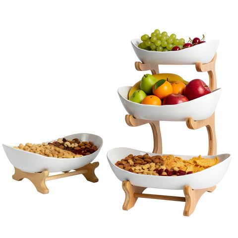 ArvalG triple nivel-fruta en mostrador para organización diaria.