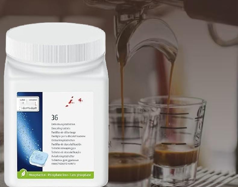 Generico tableta-desincrustante para limpieza rápida de cafetera automática.