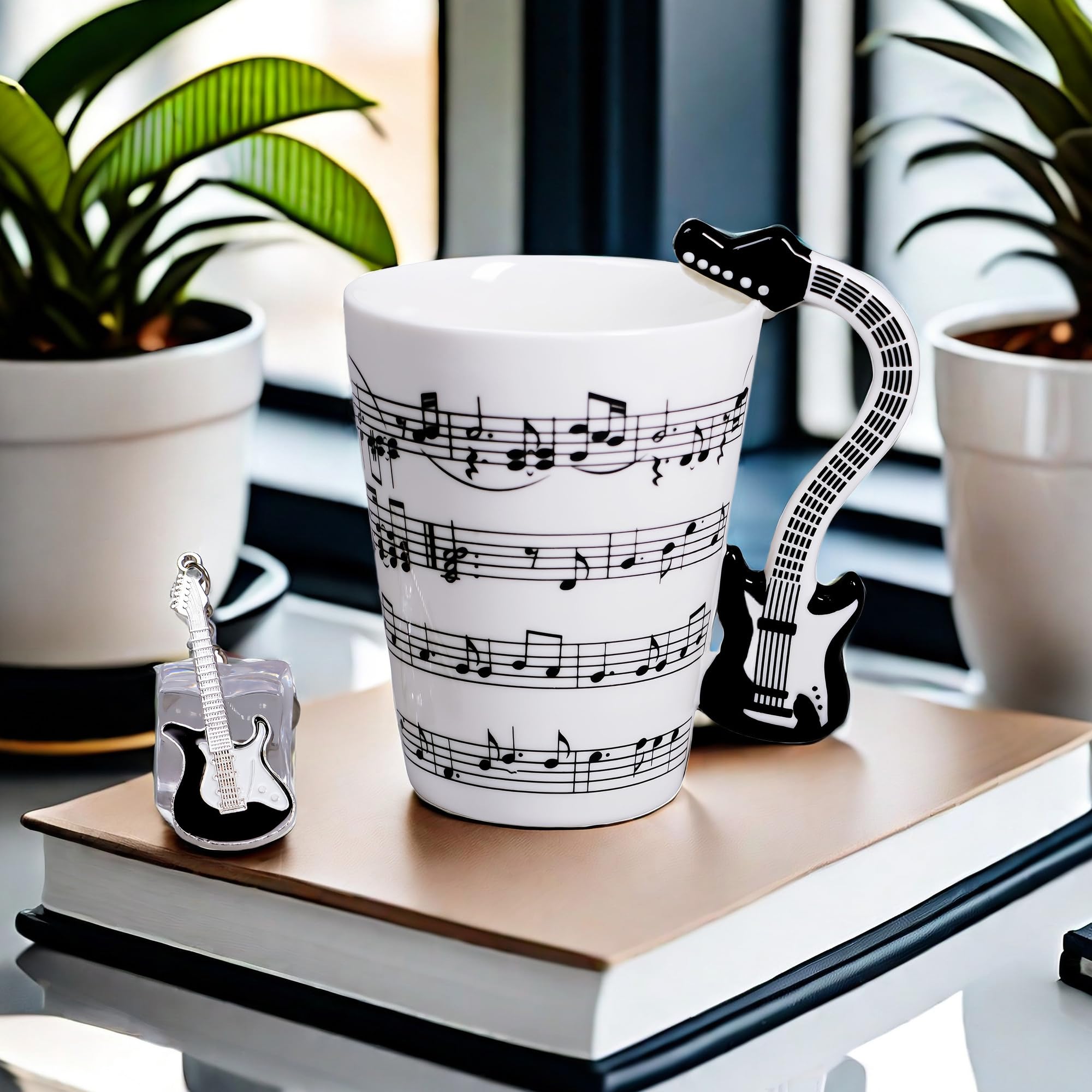 Superficie lisa de la Taza Genérico guitarra, fácil de limpiar y apta para lavavajillas.