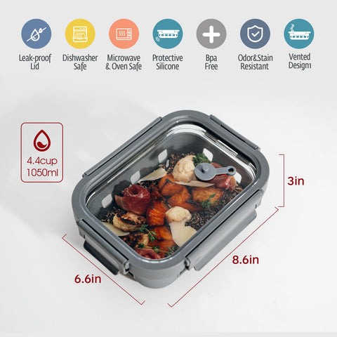 Genicoook formato bento de vidrio, porciones equilibradas para la semana.