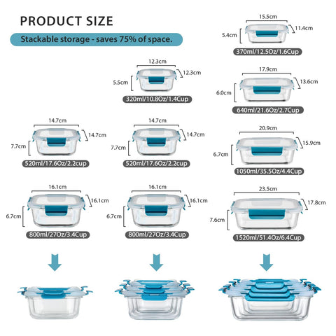 Genicook contenedor de vidrio 17-6oz, ideal para meriendas y salsas.
