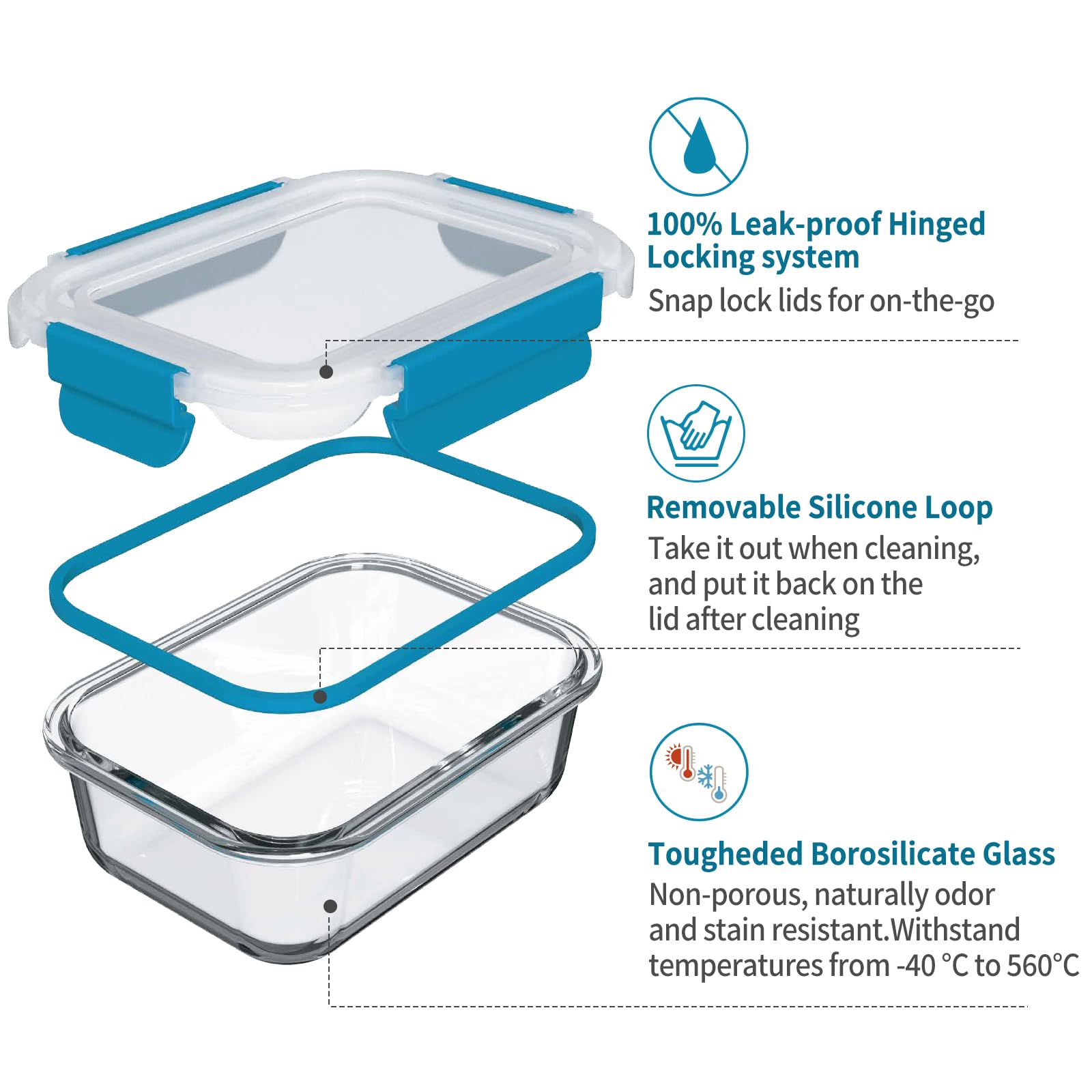 Genicook contenedor de vidrio 17-6oz, segundo juego, apilable para ahorrar espacio.