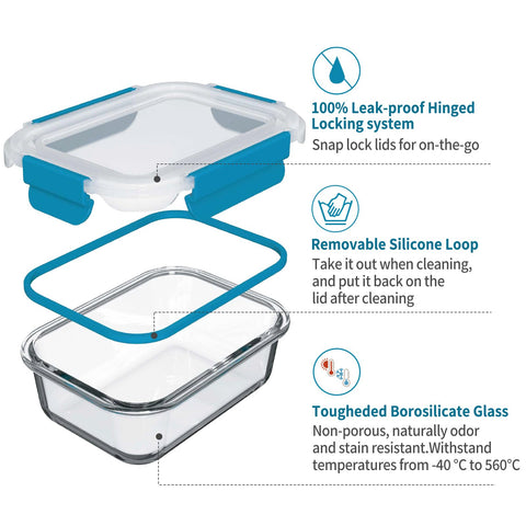 Genicook contenedor de vidrio 17-6oz, segundo juego, apilable para ahorrar espacio.