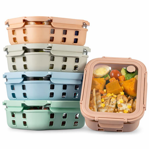 Genicook contenedores de vidrio 4.4 tazas, aptos para congelar y hornear sin plástico.