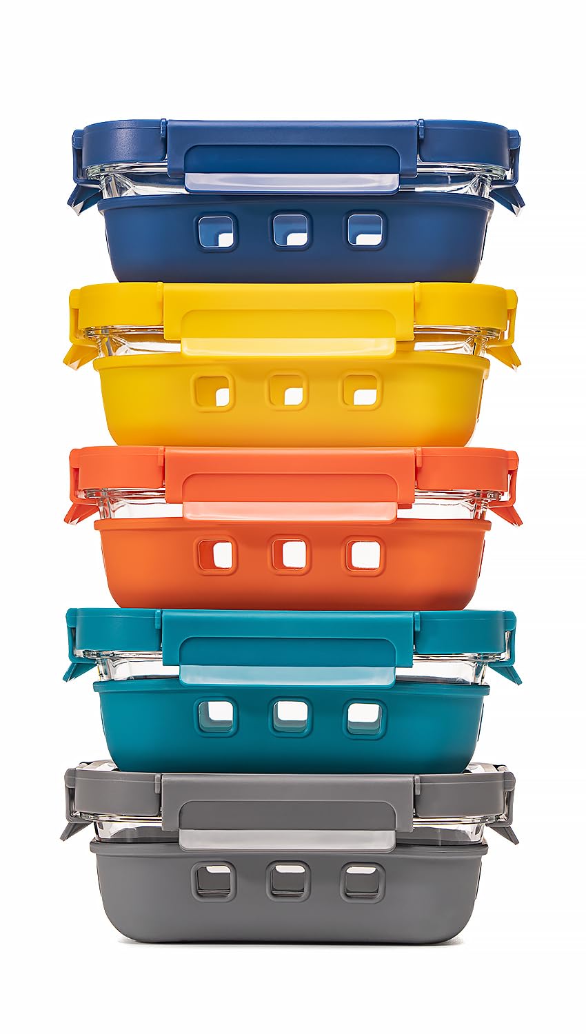 Genicoook contenedores de vidrio con tapa, ideal para almacenamiento seguro de comidas.
