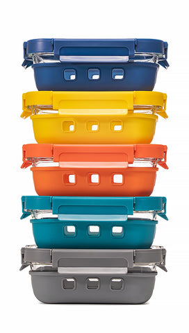 Genicoook contenedores de vidrio con tapa, ideal para almacenamiento seguro de comidas.