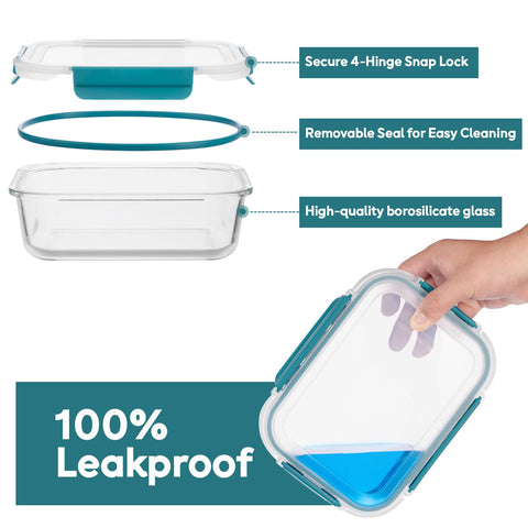 Genicoook contenedores de vidrio aptos para congelador, microondas y lavavajillas.