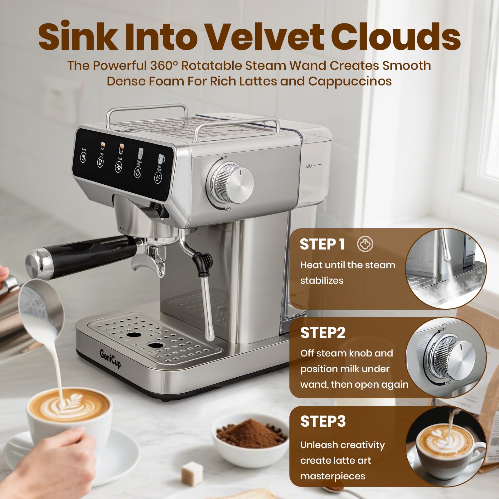 GeniCup cafetera espumador de leche para cappuccinos
