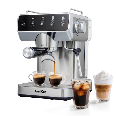 GeniCup cafetera espresso con pantalla táctil para control rápido