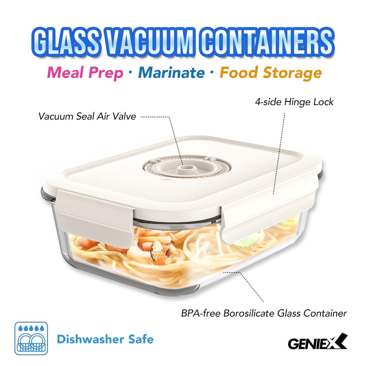 GENIEX contenedor vidrio 0-6l para sobras y frescura prolongada