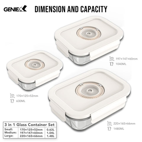 GENIEX contenedor vidrio 1-5L para comidas grandes y sopas