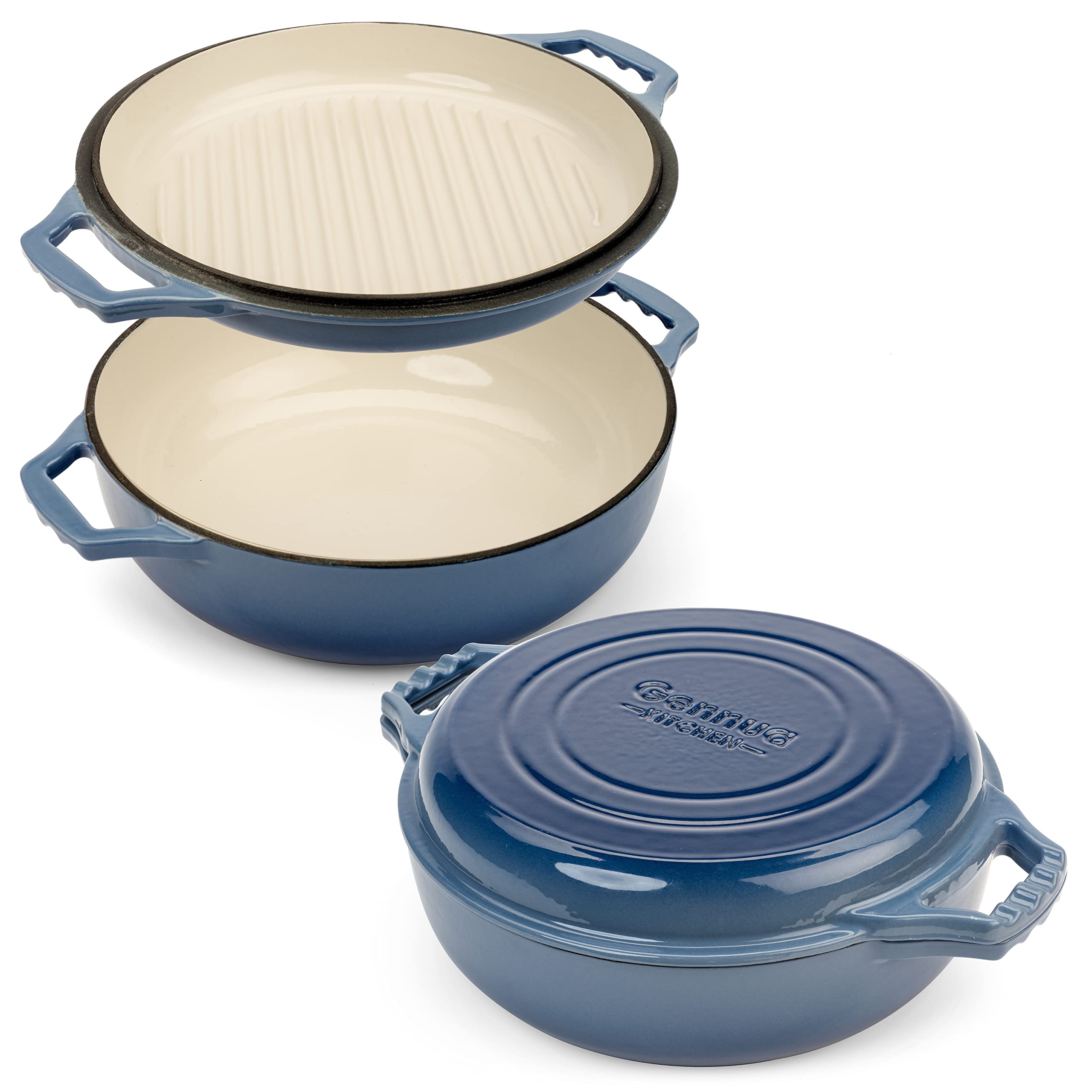 Braiser 2 en 1 esmaltado con tapa para cocción uniforme