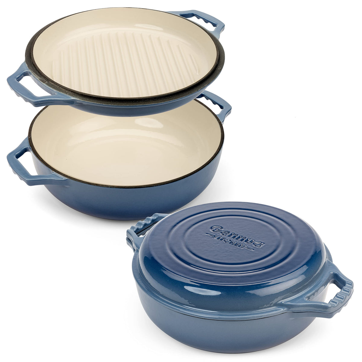 Braiser 2 en 1 esmaltado con tapa para cocción uniforme