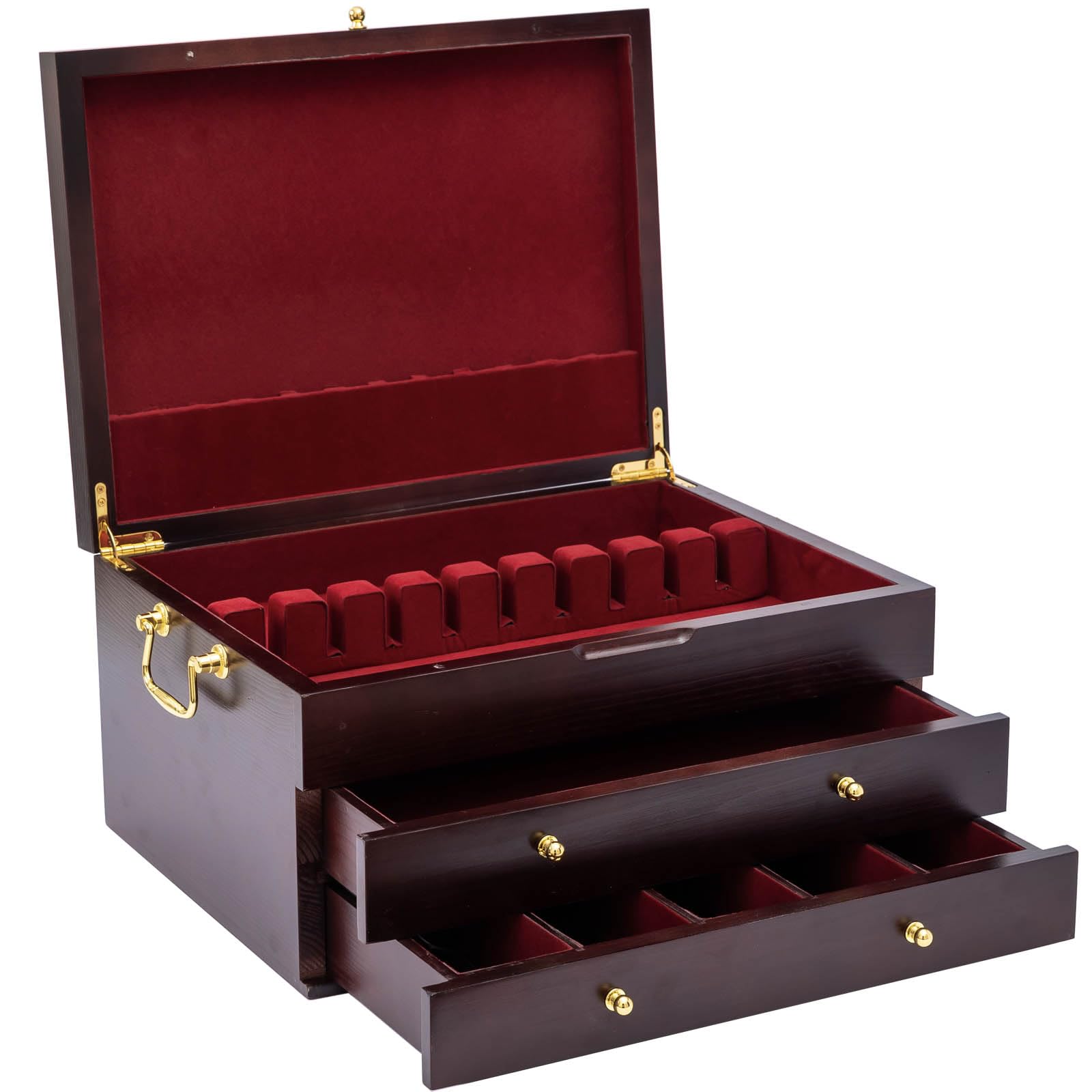 Genrice caja de cubiertos con tres compartimentos para organización elegante.