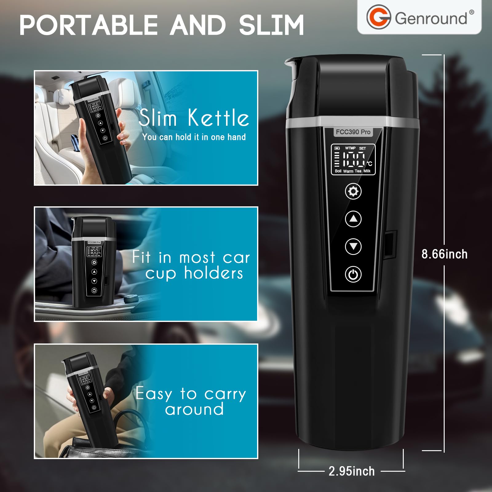Genround capacidad de 400 ml para bebidas calientes al momento.