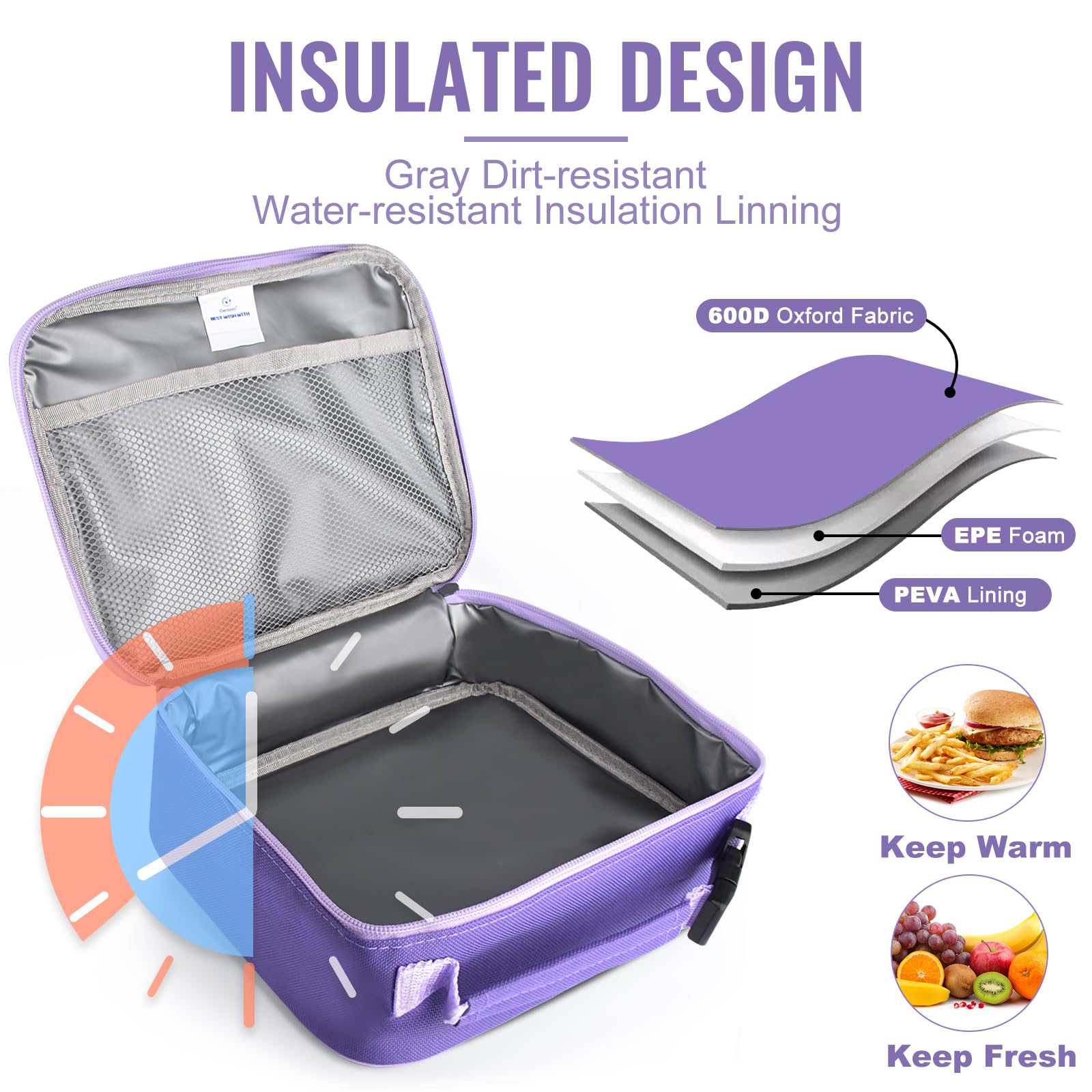 Genteen bolsa de almuerzo con bolsillo frontal externo para objetos pequeños.