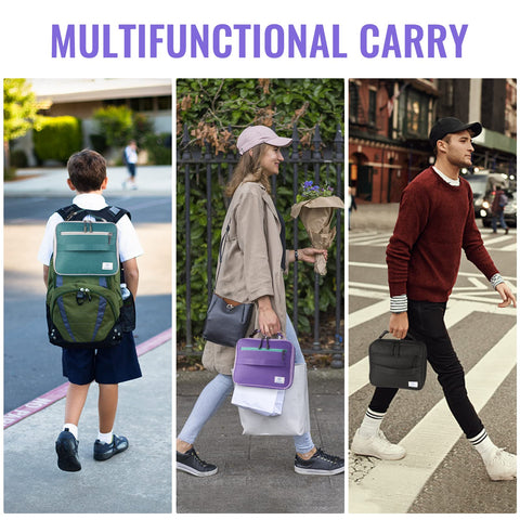 Genteen bolsa de almuerzo con bolsillo interno de malla para snacks.