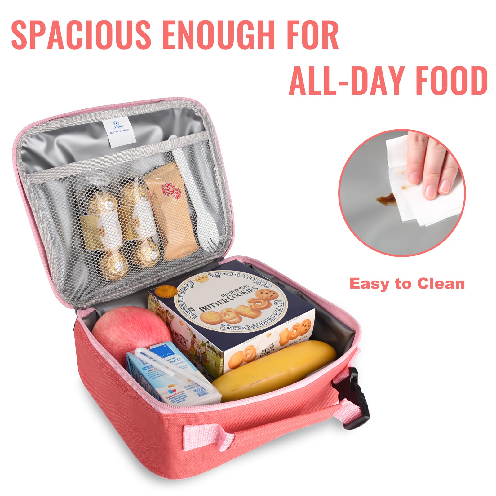 Genteen bolsa de almuerzo con cremallera doble, diseño duradero