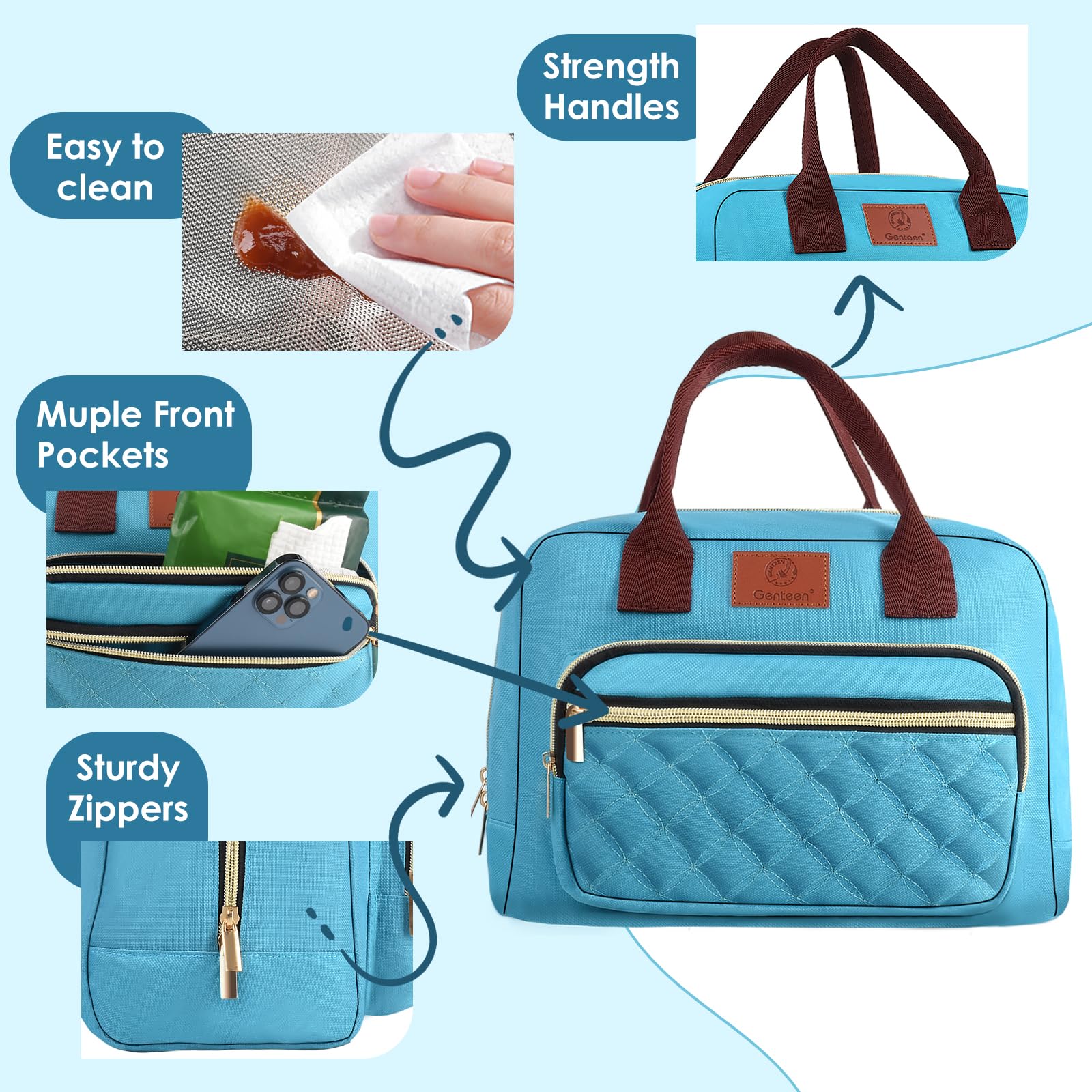 Gran capacidad de la bolsa Genteen para comida y snacks