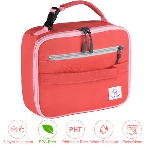 Genteen bolsa de almuerzo en exterior rojo, ideal para escuela o trabajo