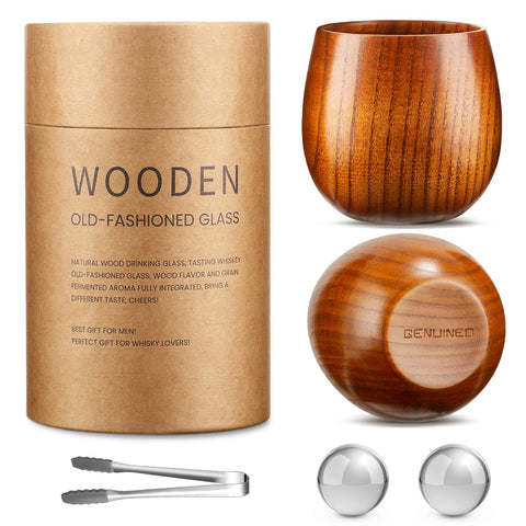 Copas de whisky de madera GENUINED originales para degustar bourbon y aroma natural.