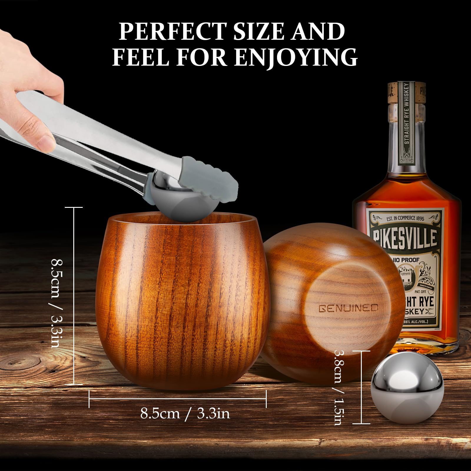 Piedras de whiskey de acero inoxidable reutilizables para enfriar sin diluir.