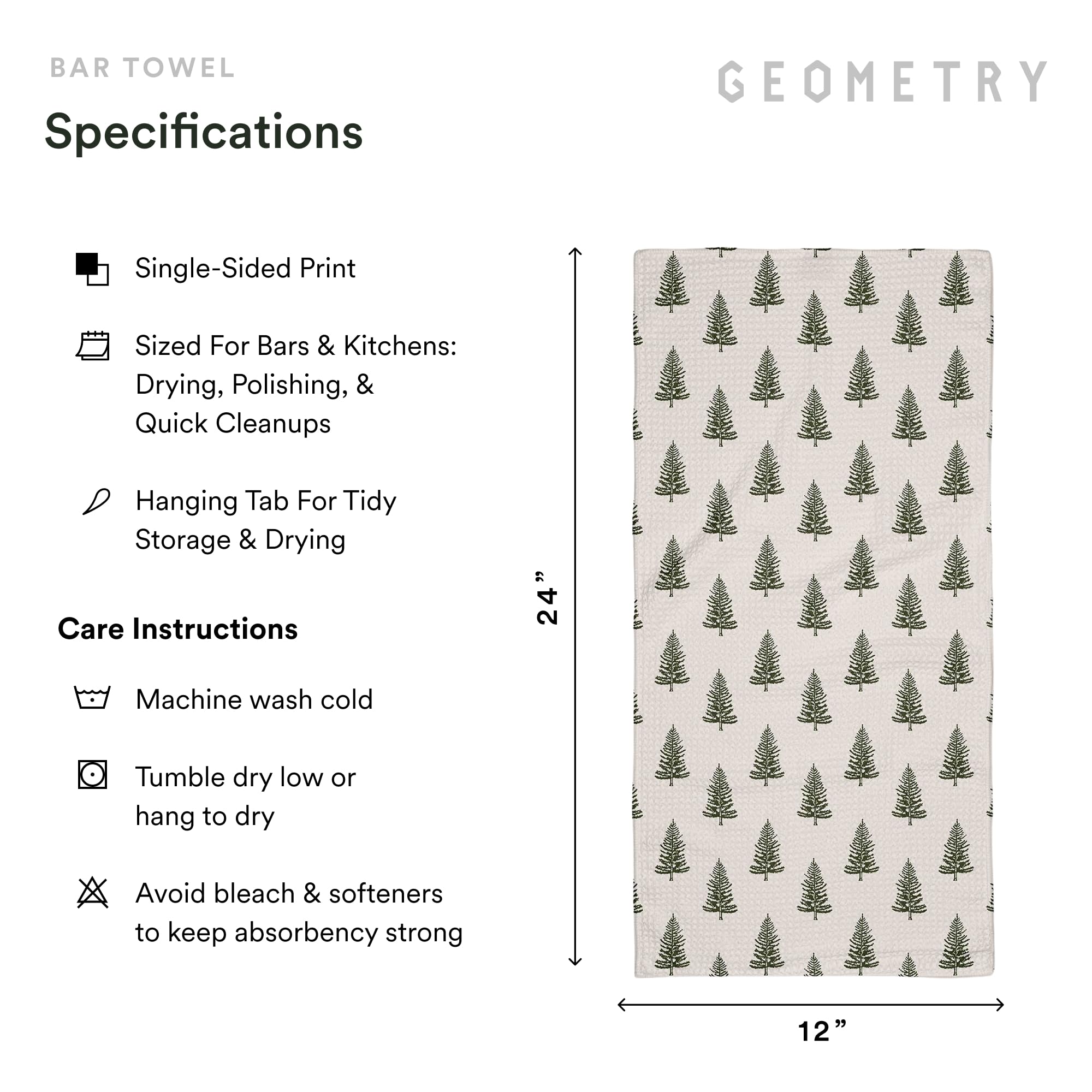 GEOMETRY Bar Towel absorbente de microfibra para secado rápido de vajilla.