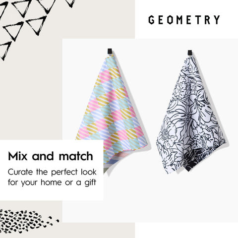 GEOMETRY: toalla fabricada con materiales posconsumo para un uso responsable.