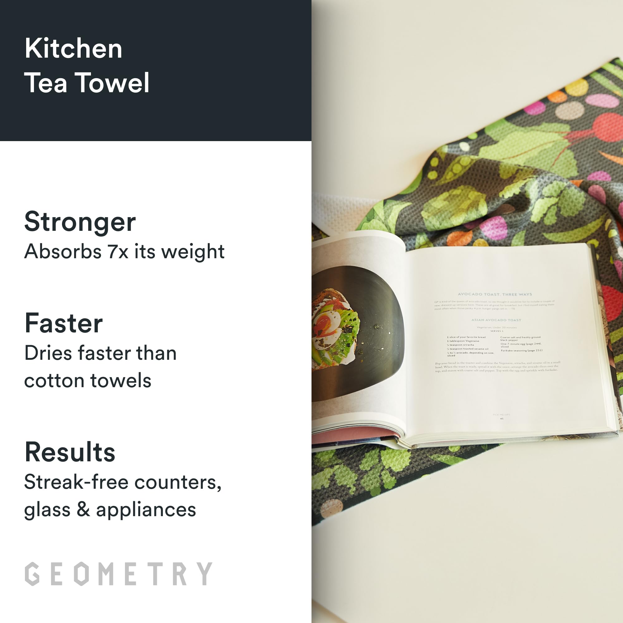 Geometry: toallas de cocina con absorpcion de siete veces su peso para líquidos.