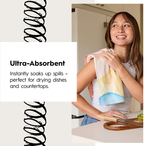 Geometry: alta absorbencia para secar rápido tazas, platos y utensilios sin manchas.