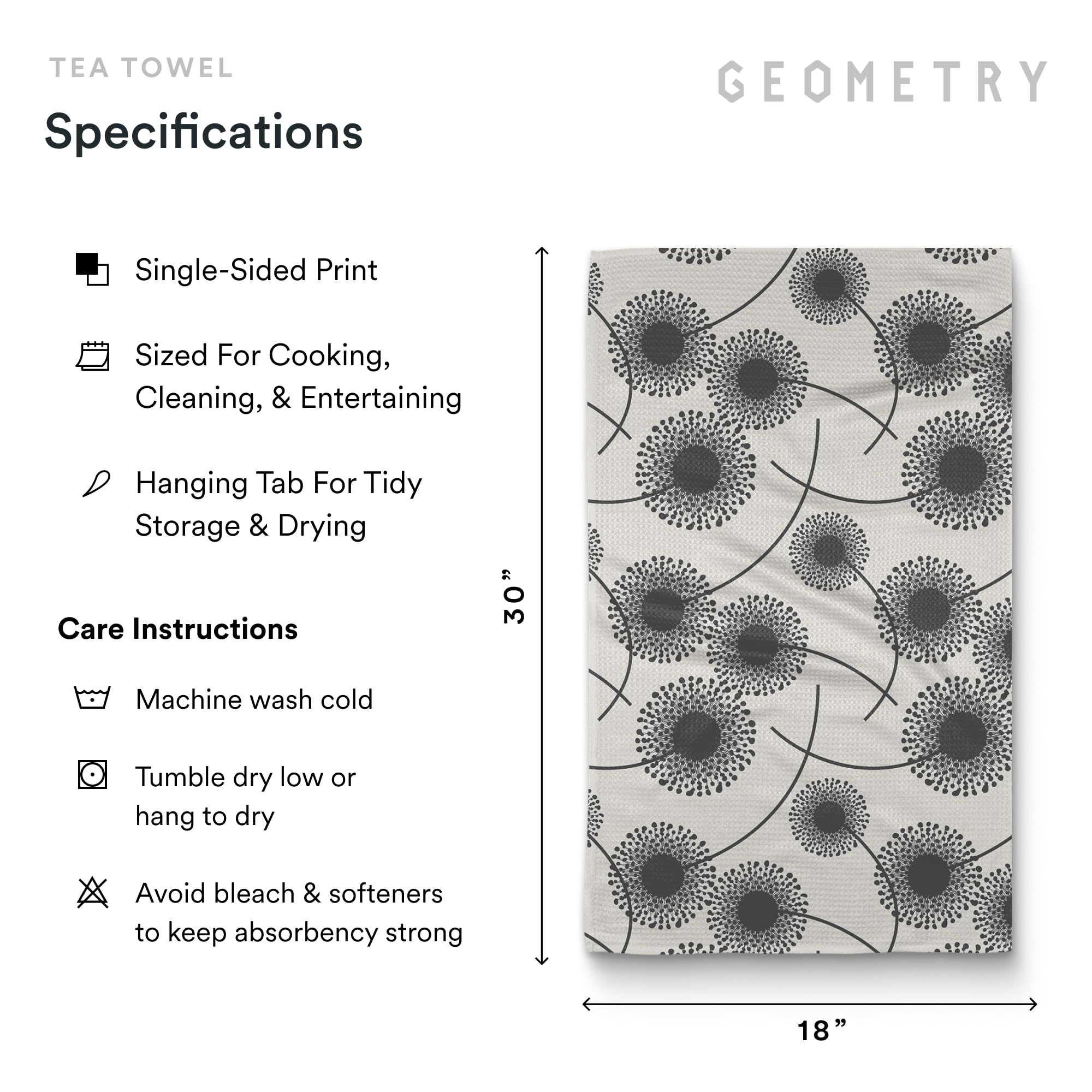 GEOMETRY: medidas 18x30 pulgadas para cubrir superficies grandes.