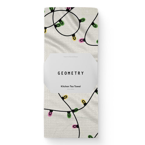 Geometry: toalla de cocina con luces festivas para secar platos rápidamente