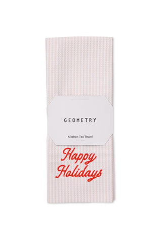 Toallas Geometry Navidad con rayas, secado rápido para la cocina festiva.