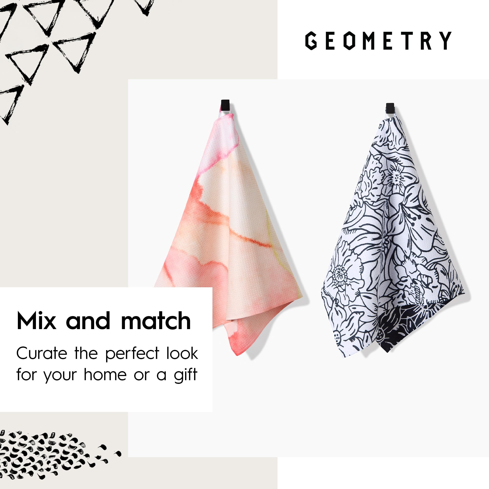 Toalla Geometry 18x30 pulgadas, ideal para secado rápido y manejo diario de la cocina.