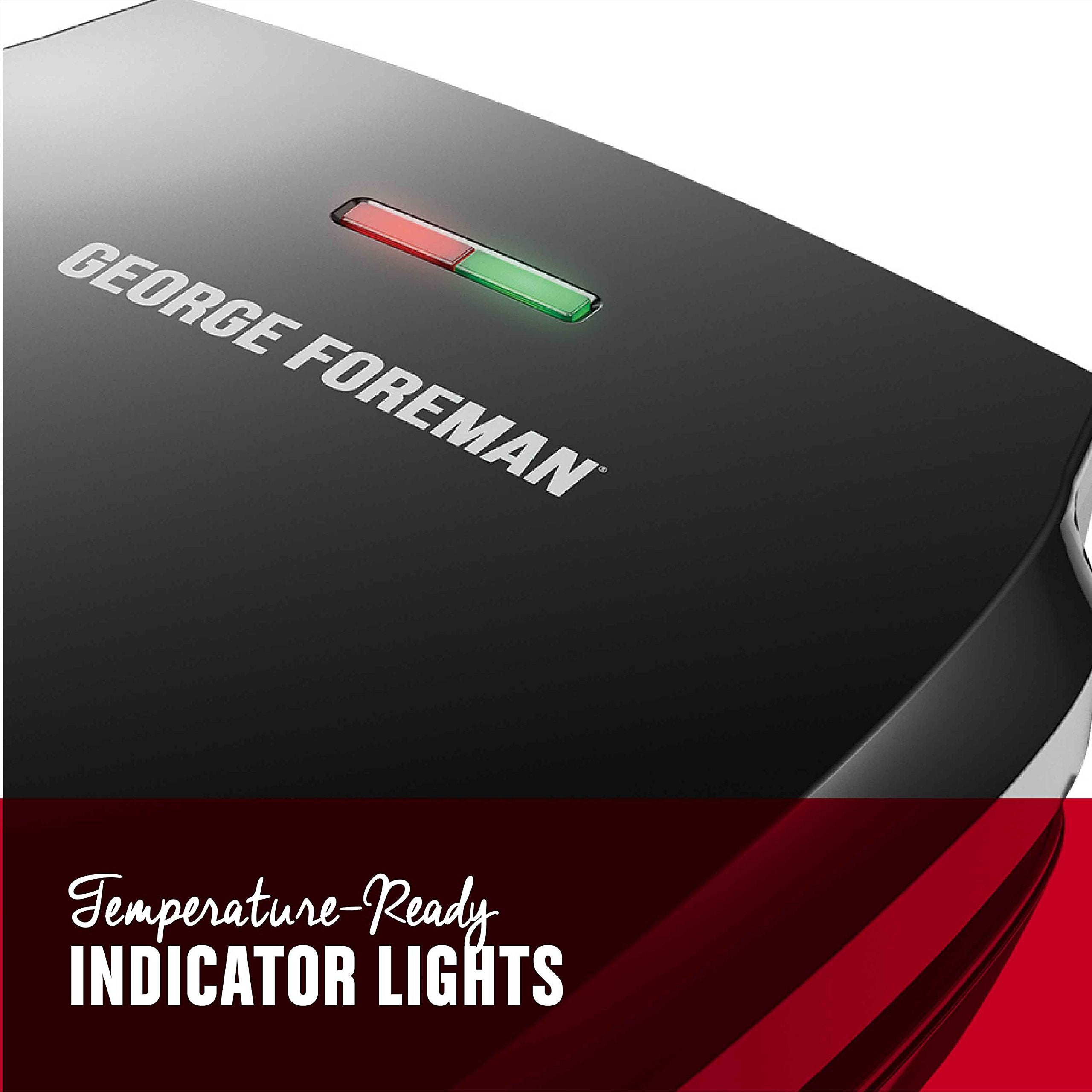 George Foreman GR340FB, luz de precalentamiento indica listo para cocinar