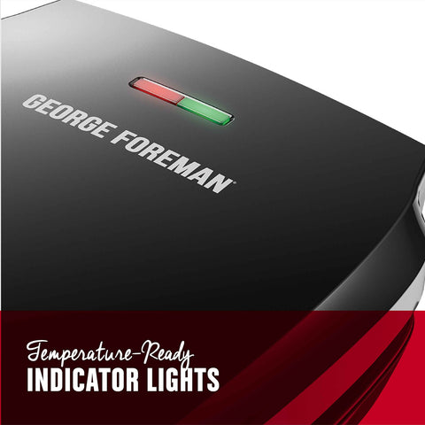 George Foreman GR340FB, luz de precalentamiento indica listo para cocinar