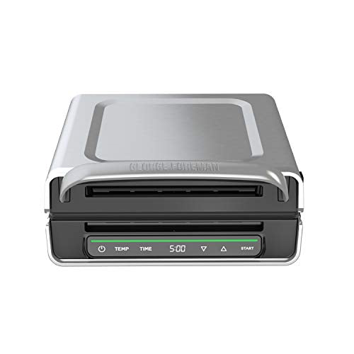 George Foreman Smokeless panel: control digital para tiempo y temperatura precisos.