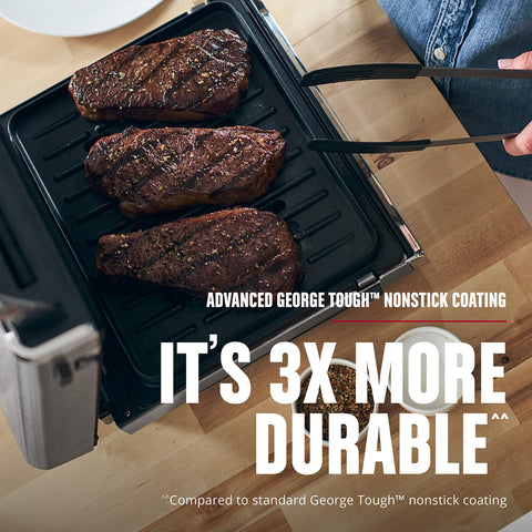 George Foreman Smokeless tamaño familiar cocina 4-6 porciones.