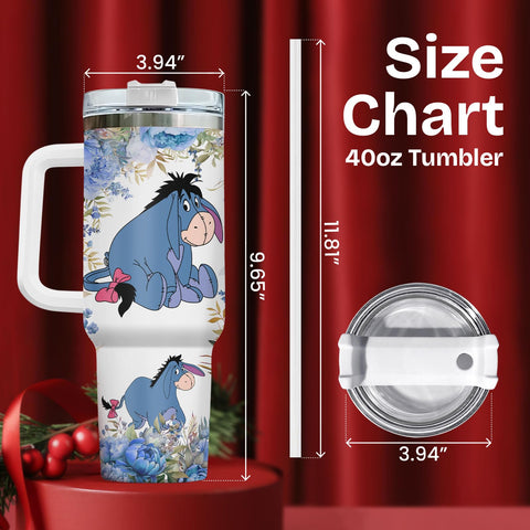 GEPOSTORE vaso termico con dibujo burro azul, opción divertida para cualquier bebida.