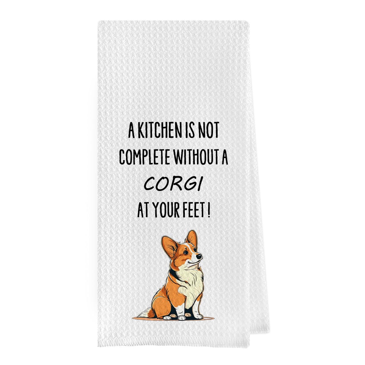 Toalla Geqtt con diseño de corgi, ideal para secar platos con estilo.
