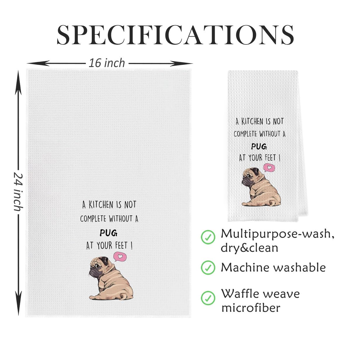 Geqtt toallas pug absorbentes rápidas para secado.