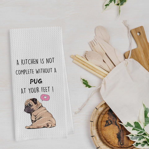 Geqtt toallas pug diseño decorativo, perfecto para regalo.