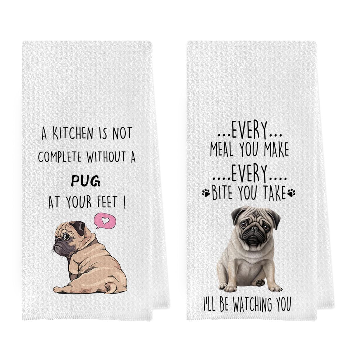 Geqtt toallas pug tejido waffle para cocina, absorción rápida.
