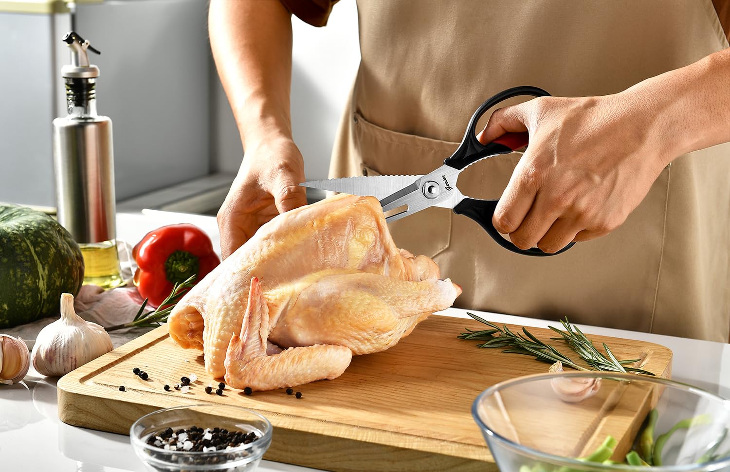 Tijeras Gerior para carne, filo afilado que sujeta materiales resbaladizos.