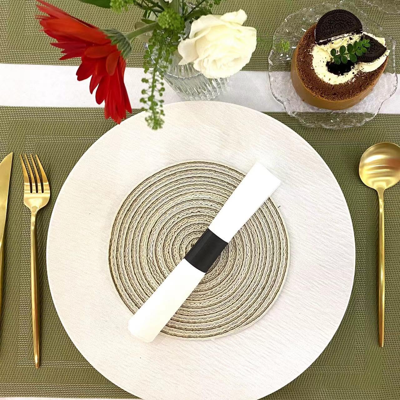 Germiwipe: mesa de boda con bandas servilleta negras para estilo y orden