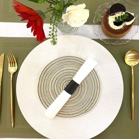 Germiwipe: mesa de boda con bandas servilleta negras para estilo y orden